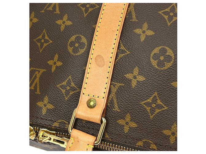 Borsa Keepall Louis Vuitton in tela Monogram 55 Marrone - vista 7