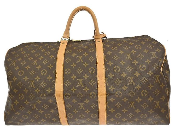 Borsa Keepall Louis Vuitton in tela Monogram 55 Marrone - vista 2