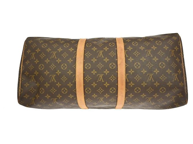 Borsa Keepall Louis Vuitton in tela Monogram 55 Marrone - vista 7