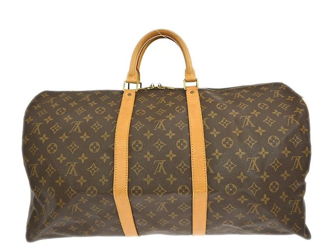 Borsa Keepall Louis Vuitton in tela Monogram 55 Marrone - vista 2