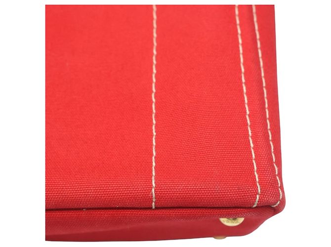 Prada Canapa Tote Mini Canvas Tasche Rot - Ansicht 11
