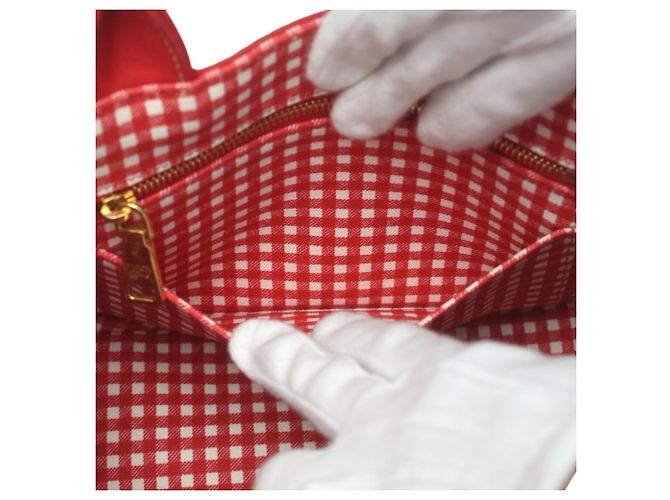 Prada Canapa Tote Mini Canvas Tasche Rot - Ansicht 15