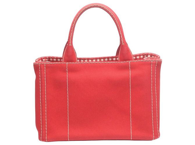 Prada Canapa Tote Mini Canvas Tasche Rot - Ansicht 2