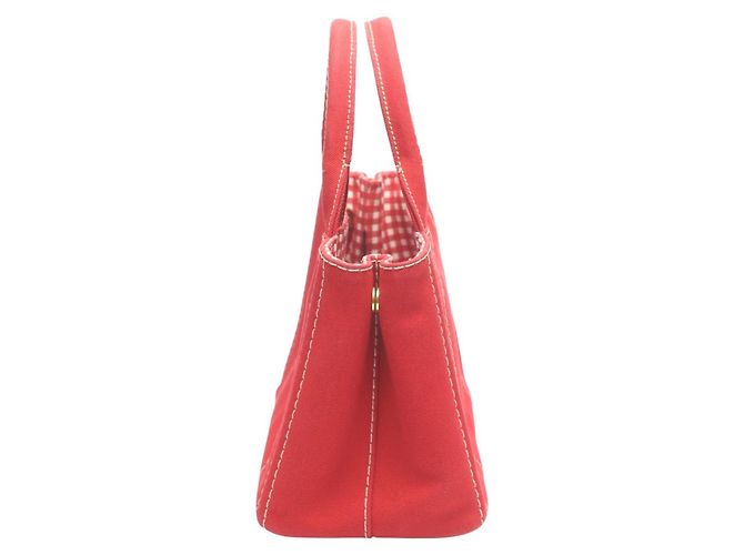 Prada Canapa Tote Mini Canvas Tasche Rot - Ansicht 4