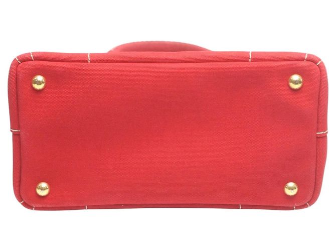 Prada Canapa Tote Mini Canvas Tasche Rot - Ansicht 5