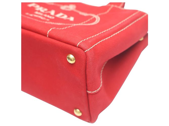 Prada Canapa Tote Mini Canvas Tasche Rot - Ansicht 6