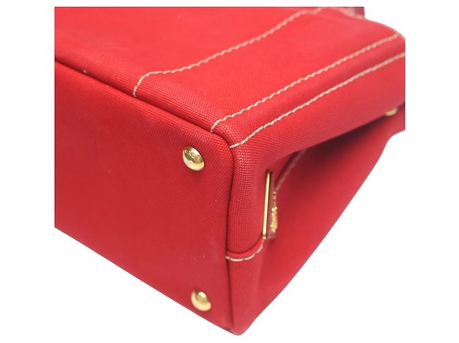 Prada Canapa Tote Mini Canvas Tasche Rot - Ansicht 8