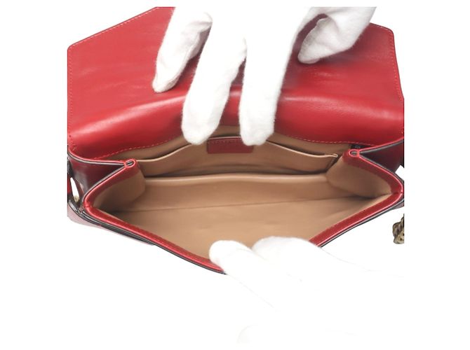 Borsa in pelle Gucci Broadway Pearl Bee Rosso - vista 11