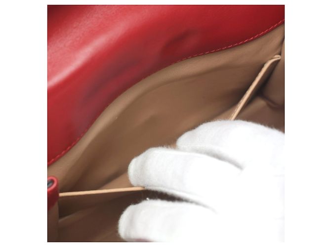Borsa in pelle Gucci Broadway Pearl Bee Rosso - vista 12
