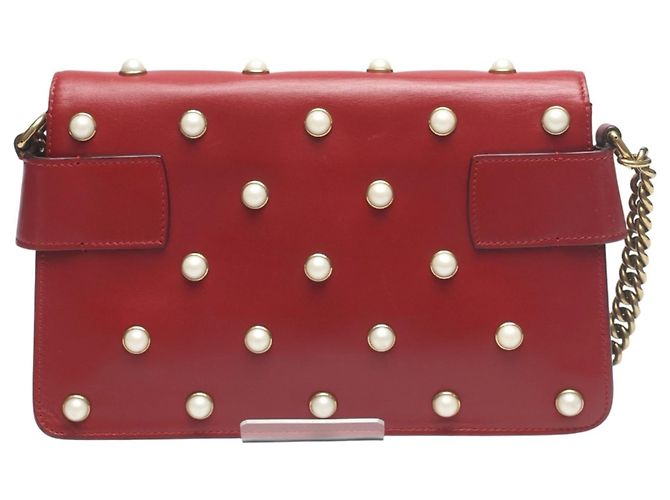 Borsa in pelle Gucci Broadway Pearl Bee Rosso - vista 3