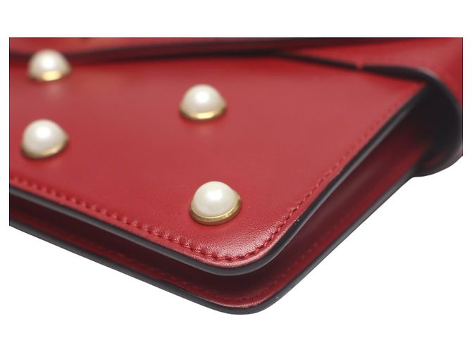 Borsa in pelle Gucci Broadway Pearl Bee Rosso - vista 8