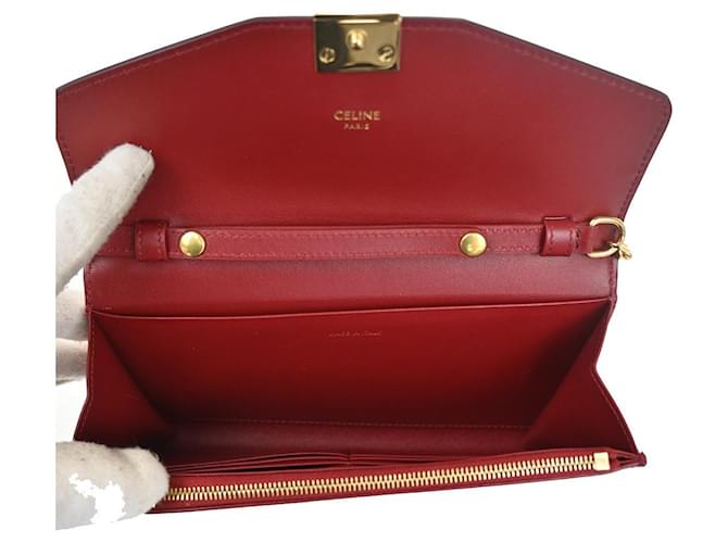 Céline Celine C Wallet on Chain Leather medium Nero - vista 5