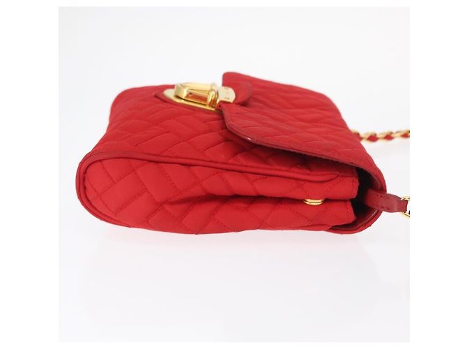 Prada Pushlock Chain Flap Quilted Tessuto Small Rot - Ansicht 3