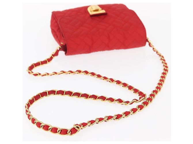Prada Pushlock Chain Flap Quilted Tessuto Small Rot - Ansicht 7