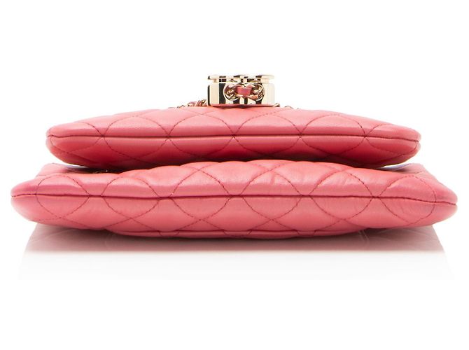Gabrielle Chanel doppelte Tasche aus gestepptem Lammleder mit Kette Pink - Ansicht 4