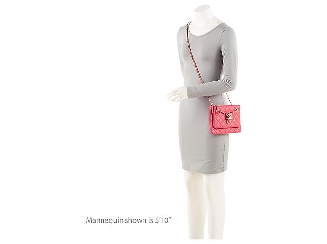 Gabrielle Chanel doppelte Tasche aus gestepptem Lammleder mit Kette Pink - Ansicht 5