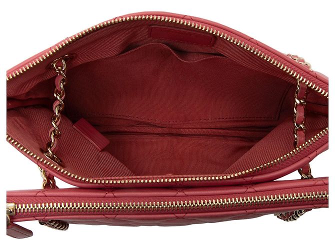 Gabrielle Chanel doppelte Tasche aus gestepptem Lammleder mit Kette Pink - Ansicht 7