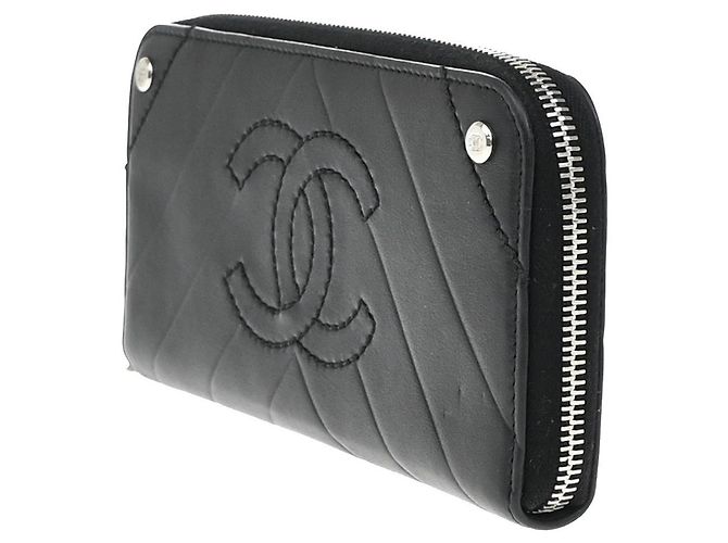 Chanel CC Charm Zip Around gestepptes Lammleder Long Schwarz - Ansicht 3
