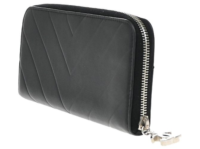 Chanel CC Charm Zip Around gestepptes Lammleder Long Schwarz - Ansicht 4