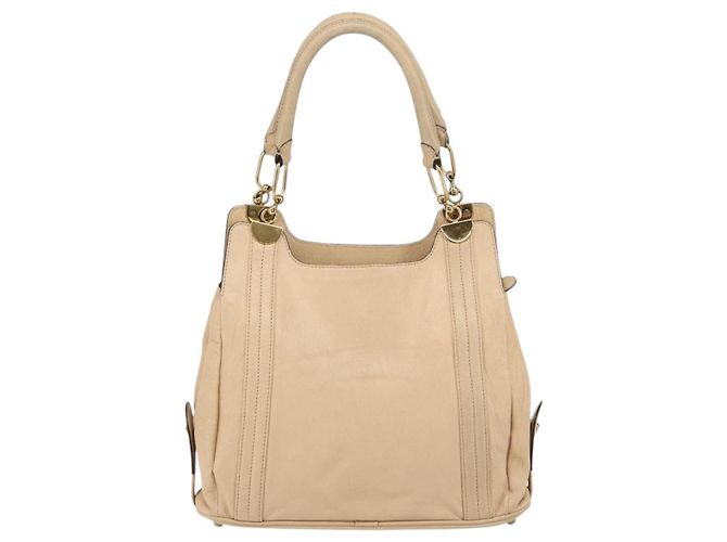Chloé Borsa tote vintage in pelle Chloe Beige - vista 2