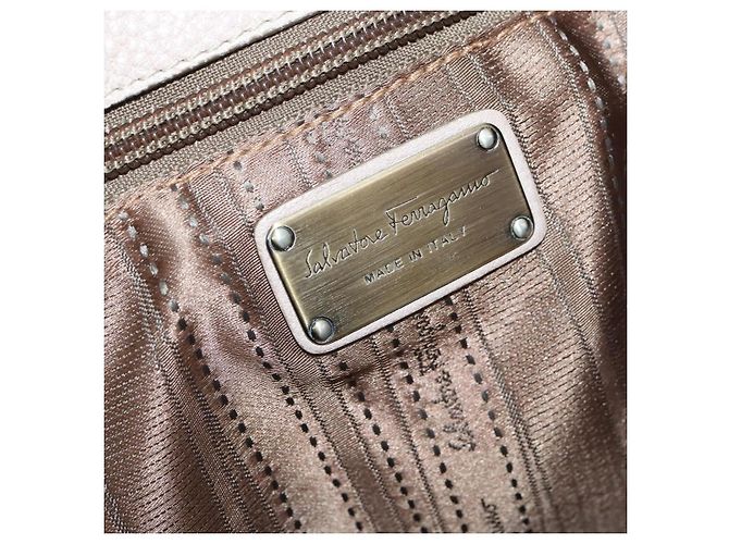 Borsa a Spalla Gancini in Pelle Salvatore Ferragamo Beige - vista 7