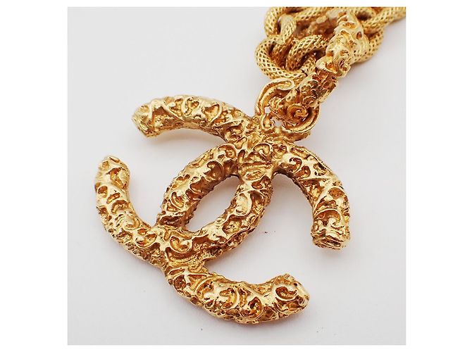 Pendente a catena con logo CC vintage di Chanel in oro placcato D'oro - vista 5