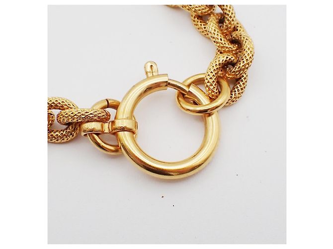 Pendente a catena con logo CC vintage di Chanel in oro placcato D'oro - vista 7