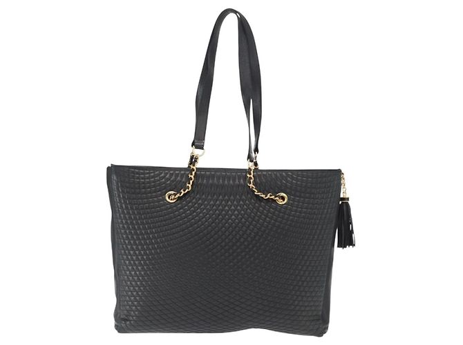 Bally Vintage Tote Bag aus gestepptem Leder Schwarz - Ansicht 2
