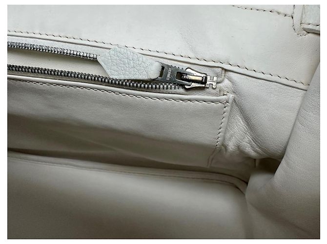 Borsa Hermès Birkin 35 in pelle Togo bianca Bianco - vista 13