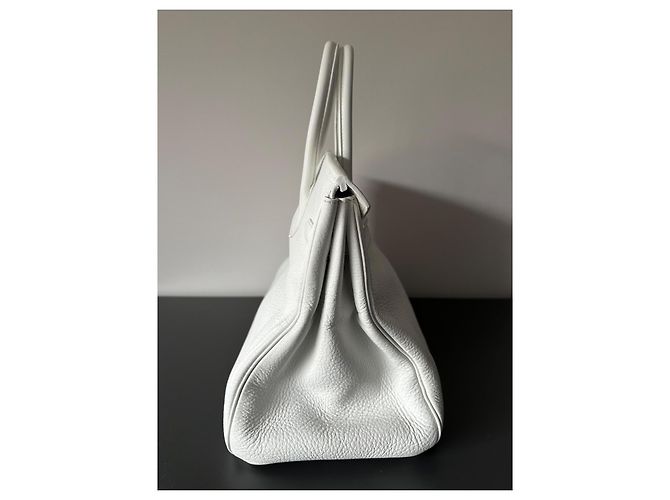 Borsa Hermès Birkin 35 in pelle Togo bianca Bianco - vista 14