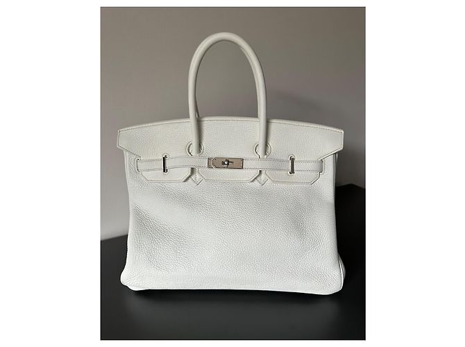 Borsa Hermès Birkin 35 in pelle Togo bianca Bianco - vista 2