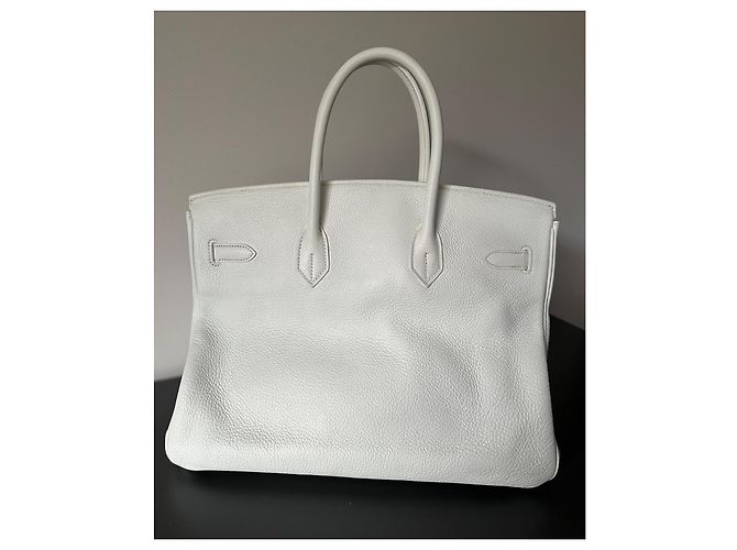 Borsa Hermès Birkin 35 in pelle Togo bianca Bianco - vista 3