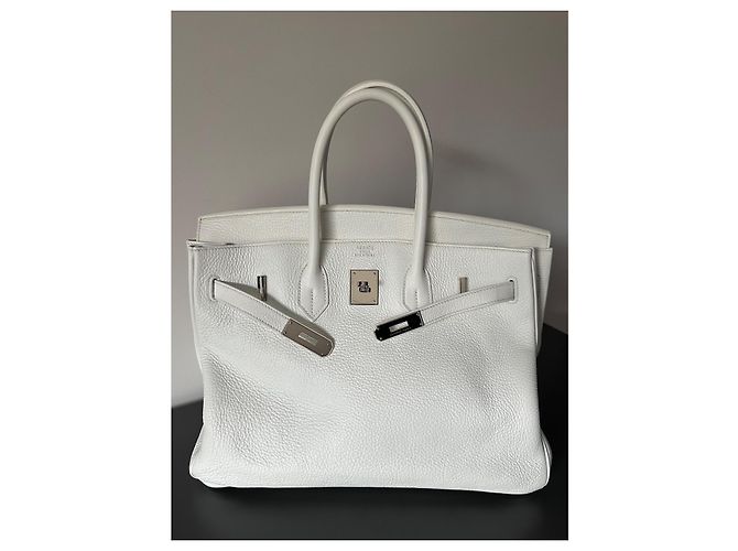 Borsa Hermès Birkin 35 in pelle Togo bianca Bianco - vista 6
