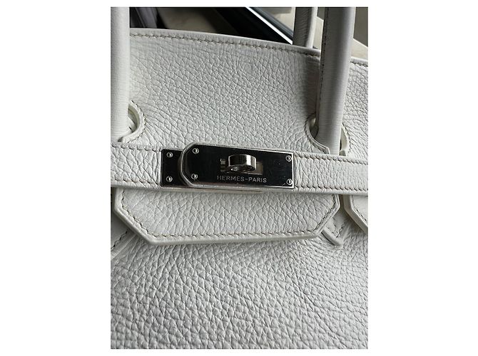 Borsa Hermès Birkin 35 in pelle Togo bianca Bianco - vista 9