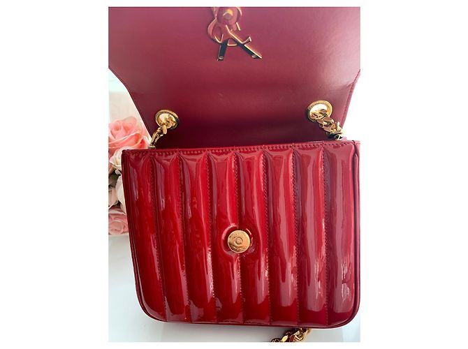 Yves Saint Laurent Vicky Pochette in Vernice Rossa Rosso - vista 8