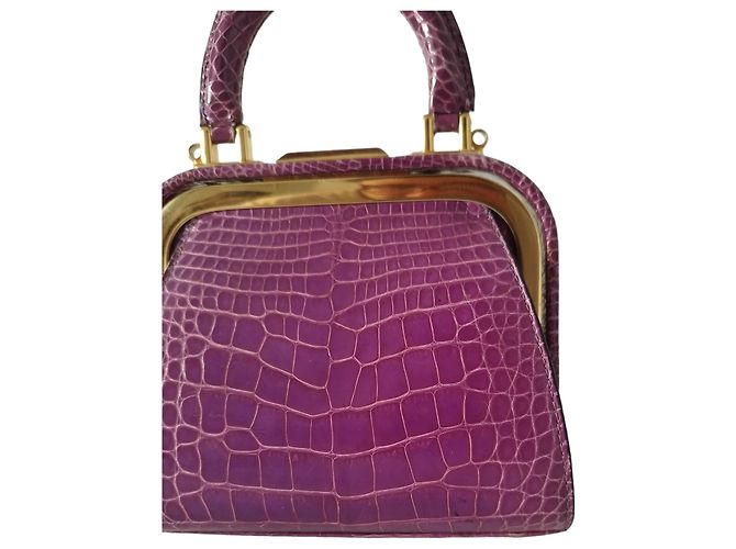 Christian Dior Rara borsa Dior in pelle di coccodrillo viola Porpora - vista 11