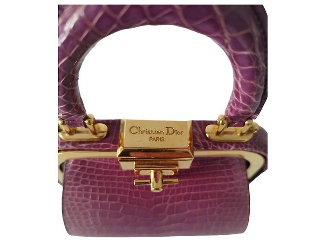 Christian Dior Rara borsa Dior in pelle di coccodrillo viola Porpora - vista 12