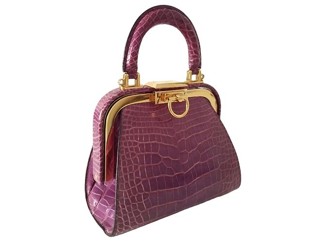 Christian Dior Rara borsa Dior in pelle di coccodrillo viola Porpora - vista 2