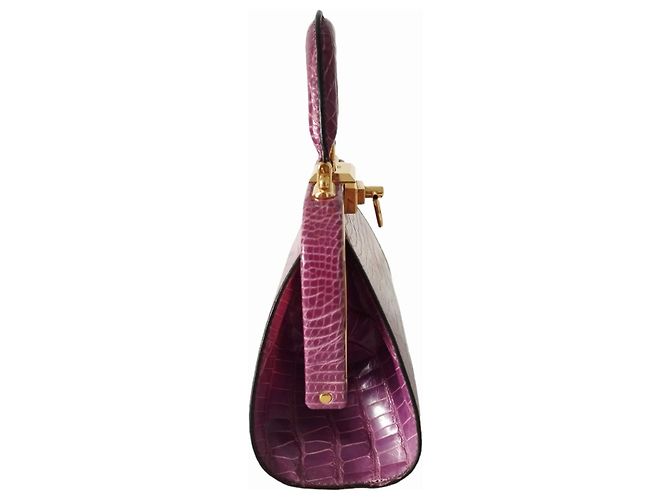 Christian Dior Rara borsa Dior in pelle di coccodrillo viola Porpora - vista 4