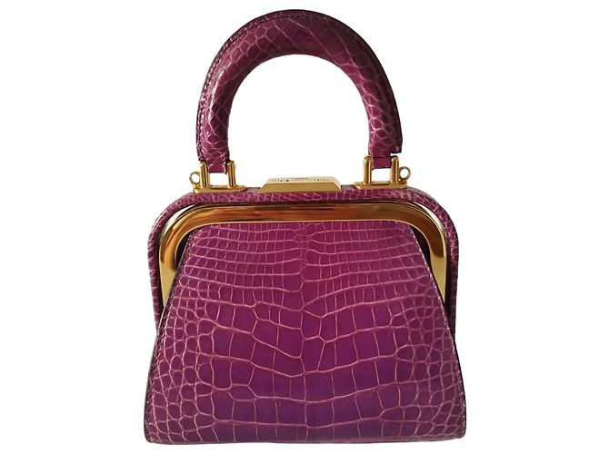 Christian Dior Rara borsa Dior in pelle di coccodrillo viola Porpora - vista 6