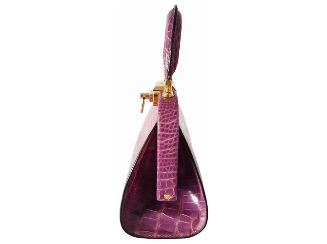 Christian Dior Rara borsa Dior in pelle di coccodrillo viola Porpora - vista 7