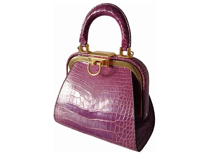 Christian Dior Rara borsa Dior in pelle di coccodrillo viola Porpora - vista 8