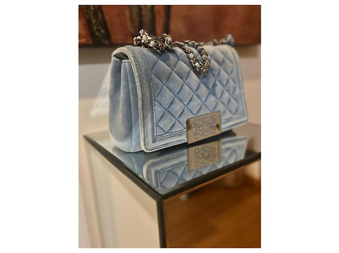 Borsa Carolina Herrera in velluto denim blu trapuntato Blu chiaro - vista 4