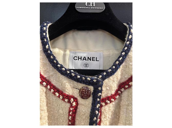 Chanel Abrigo de Tweed Blanco y Seda - vista 3