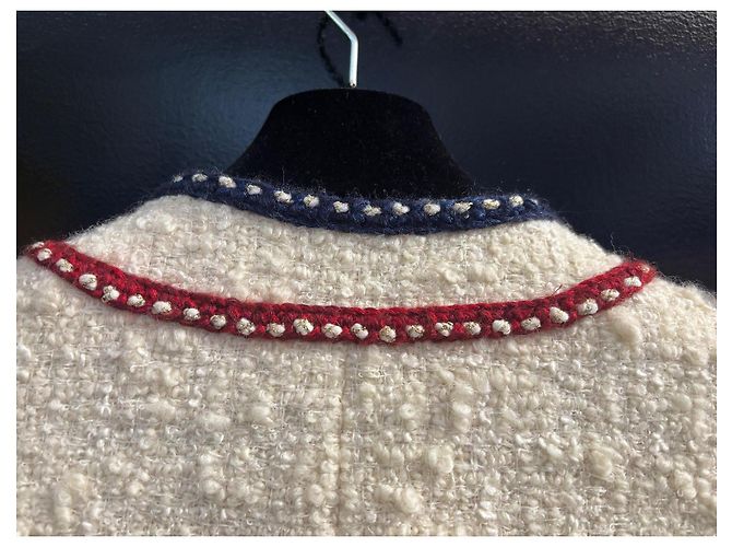 Chanel Abrigo de Tweed Blanco y Seda - vista 5