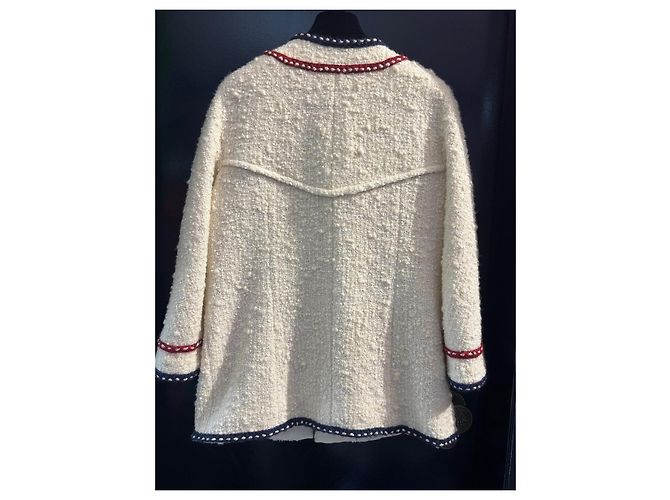 Chanel Abrigo de Tweed Blanco y Seda - vista 6