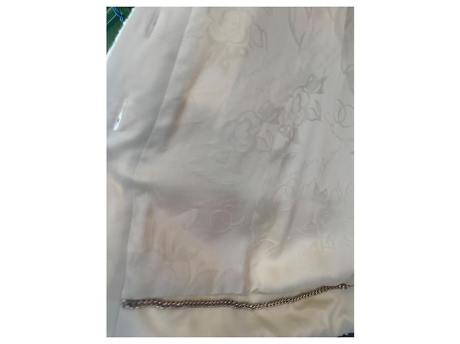 Chanel Abrigo de Tweed Blanco y Seda - vista 7