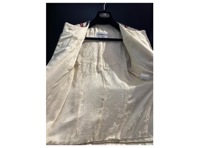 Chanel Abrigo de Tweed Blanco y Seda - vista 8