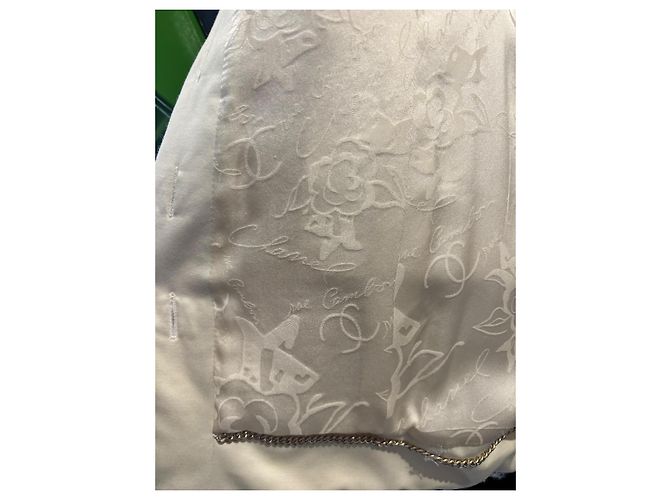 Chanel Abrigo de Tweed Blanco y Seda - vista 9
