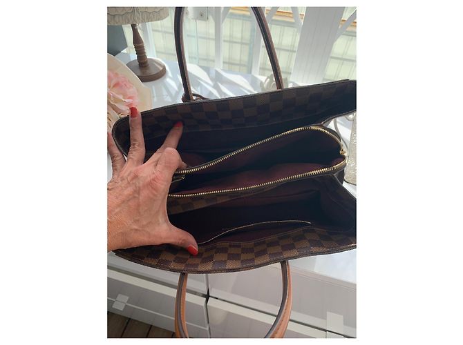 Borsa Louis Vuitton Damier Ebene Ascot Castagno - vista 7